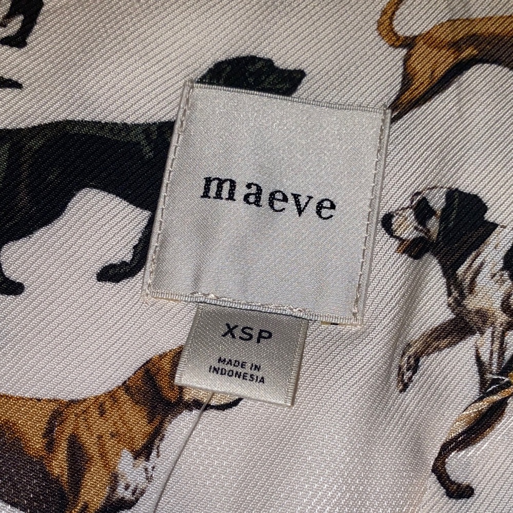 Anthropologie Dog Print Long Sleeve Dress - White and Gold - Picture 6 of 7